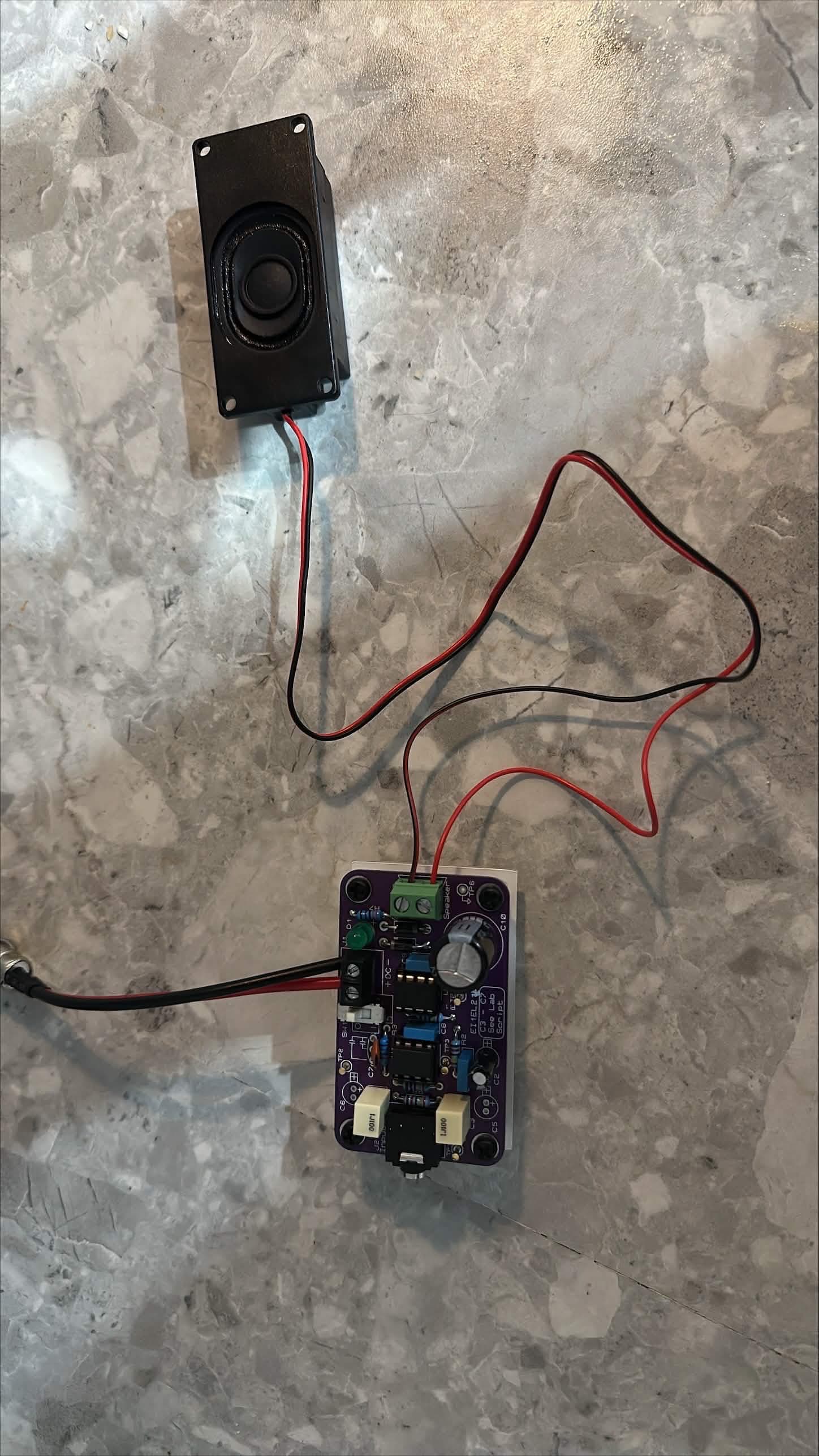 Complete system connected to the 8 ohm speaker